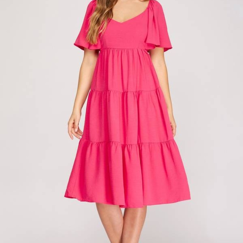 NWT She + Sky Dress Raspberry pink